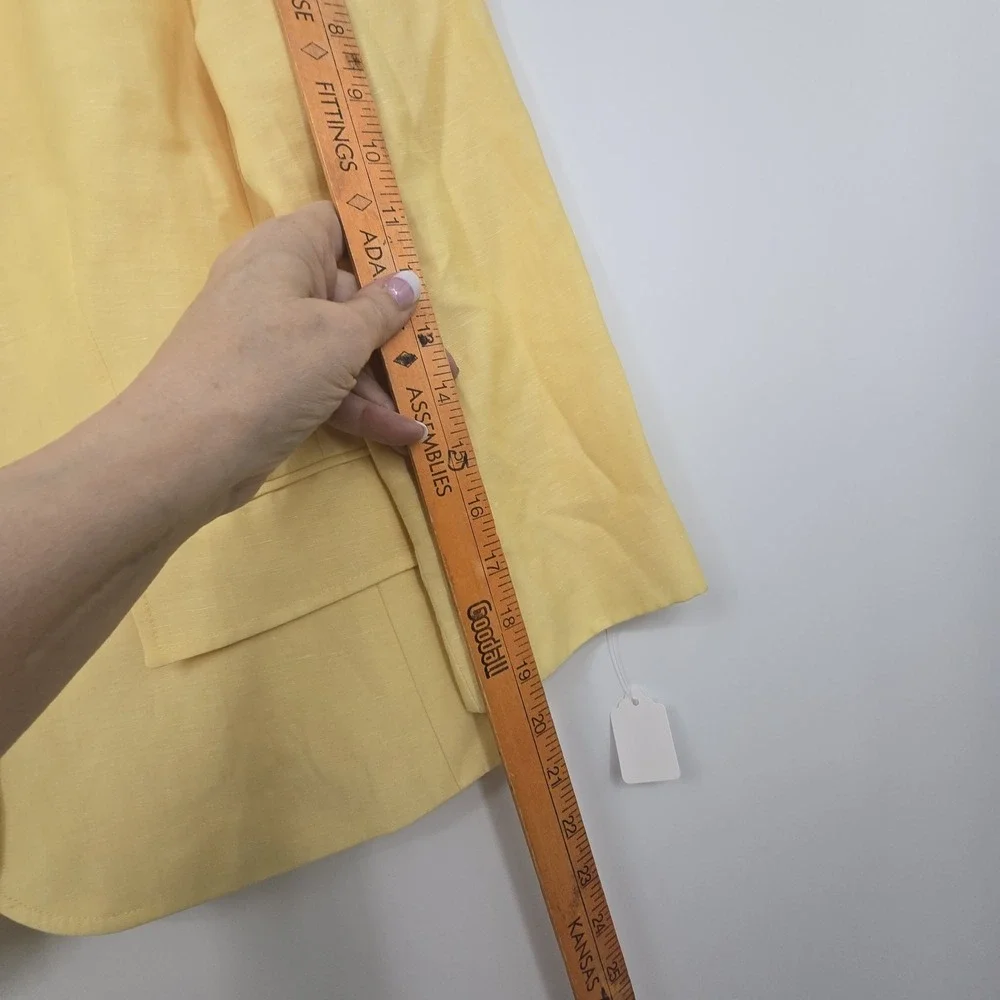 Lafayette 148 Linen Wool Blazer Womens Size 8 Yellow Classic Office Career Girly